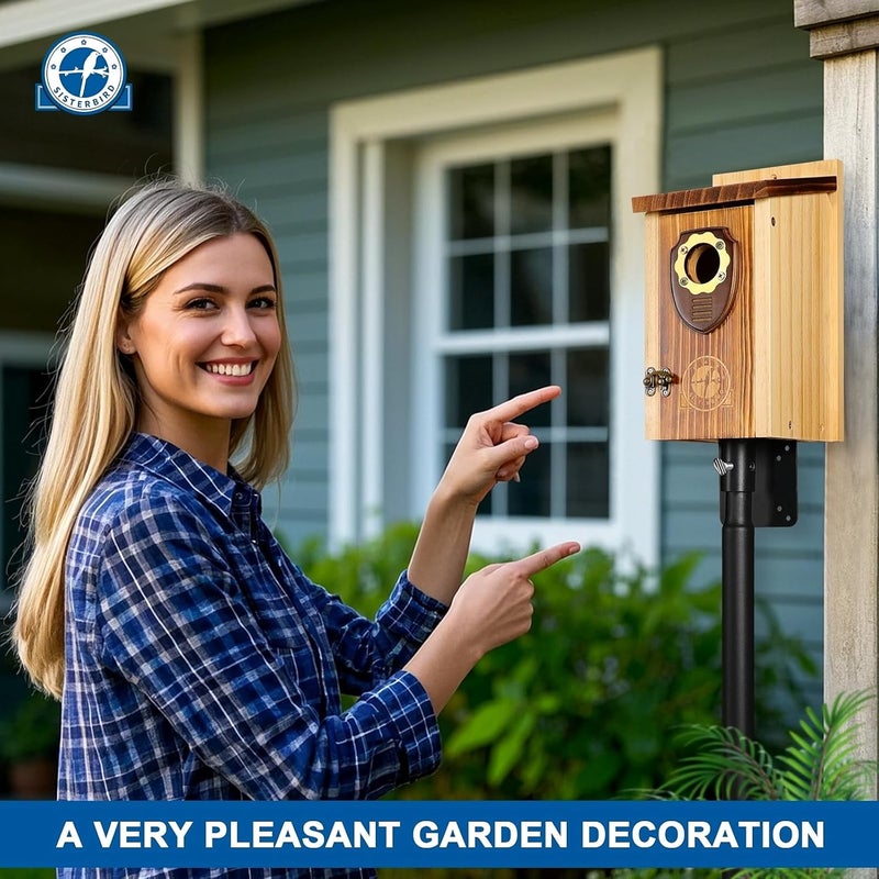 SISTERBIRD Bird Houses for Outside, Premium Wooden Bluebird Houses for Outside, Assembly Birdhouses for Outdoors, Weatherproof Bird House, Bluebird Finch Swallow Wren Chickadee - Image 4